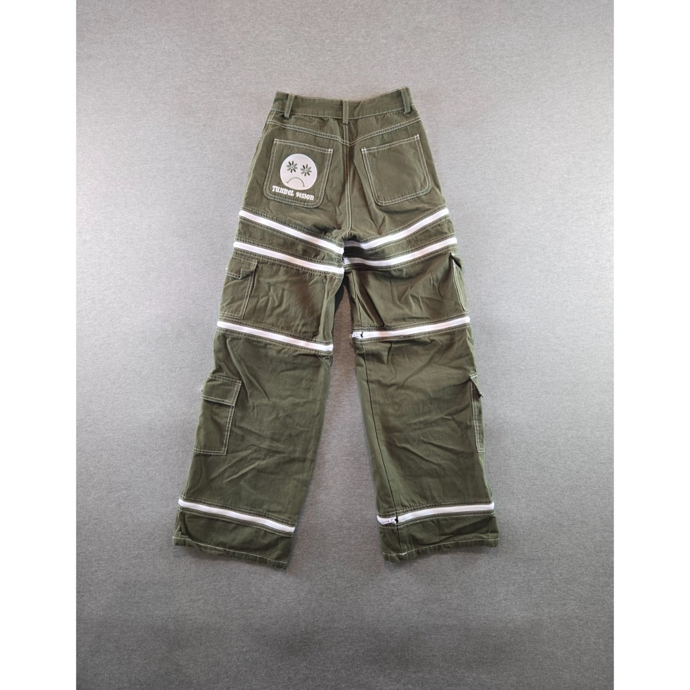 Tunnel Vision Pants Womens Small  Green 5-in-1‎ Convertible Zip-Off Cargo Y2K